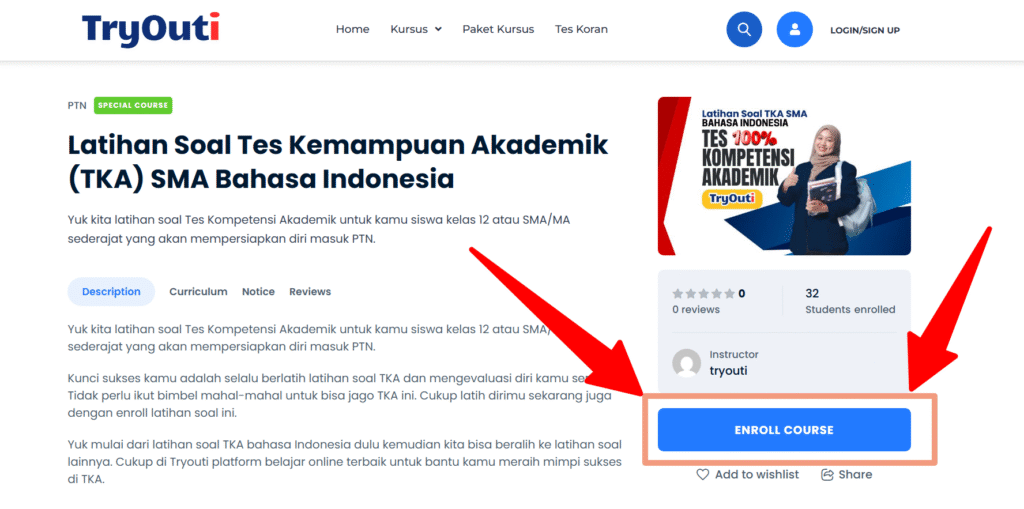 Cara Order/Beli/Daftar Tryout Online & Paket Belajar di Tryouti