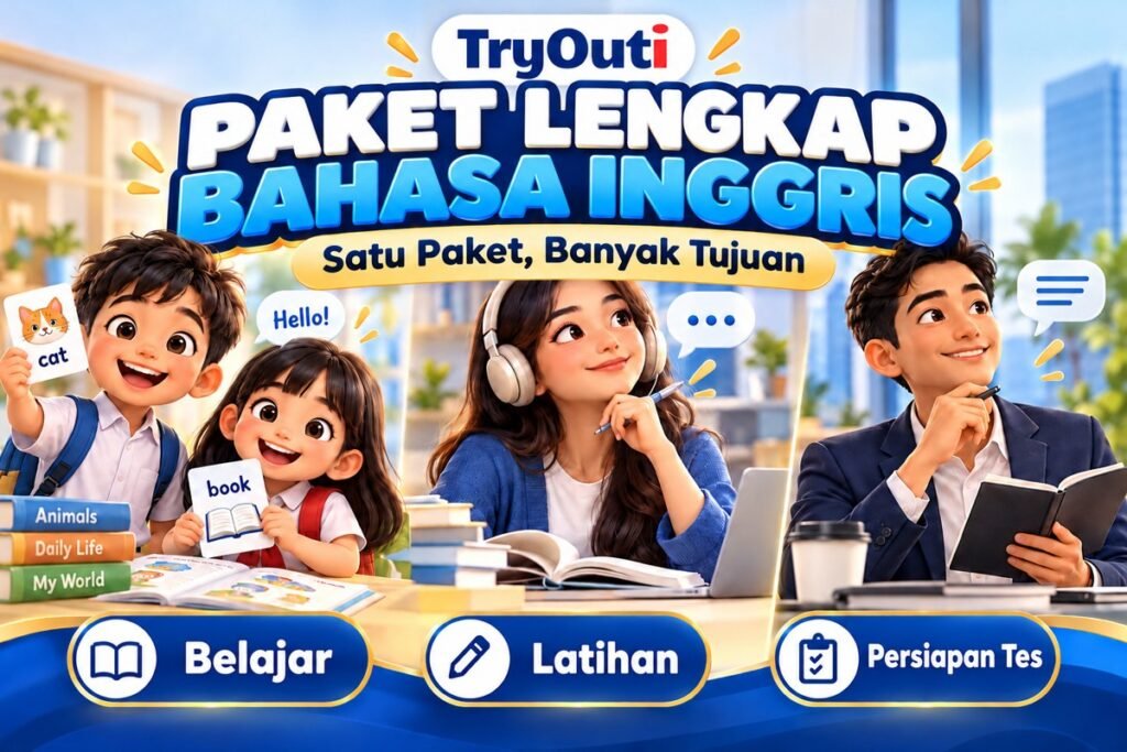Paket Lengkap Bahasa Inggris TryOuti — Belajar, Latihan, Persiapan Tes