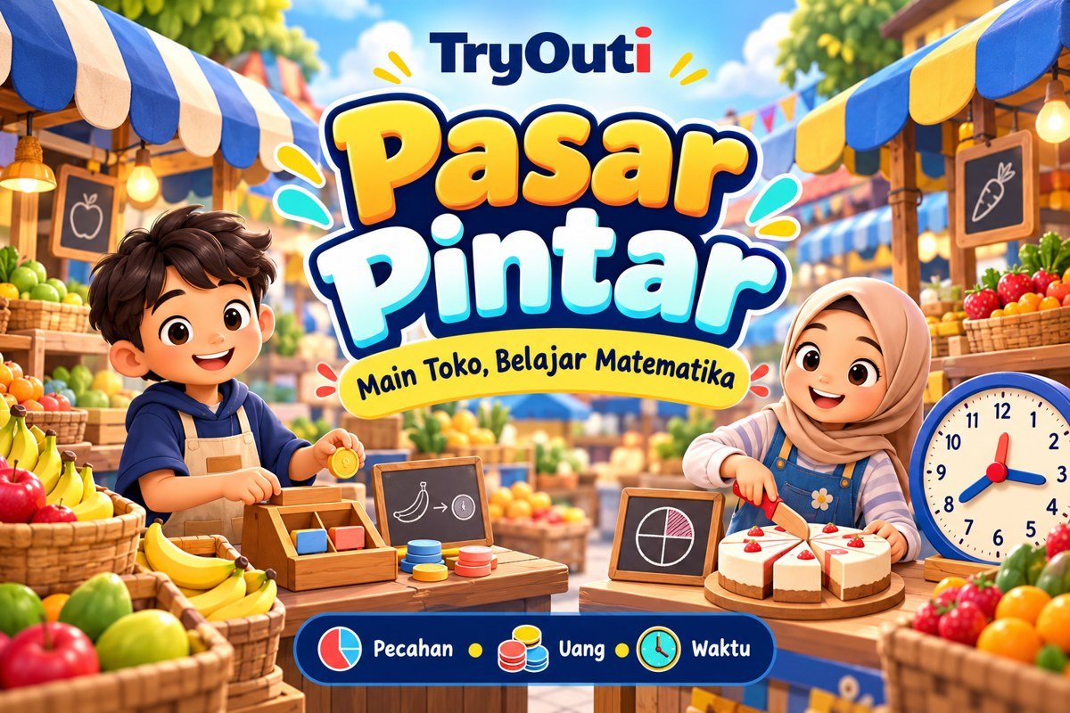 Pasar Pintar - Main Toko, Belajar Pecahan, Uang dan Waktu - TryOuti